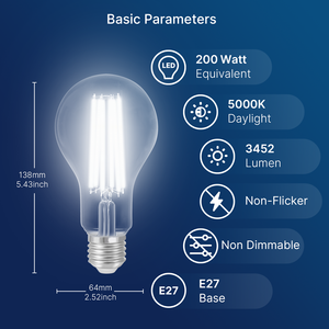 A70 dẫn bóng đèn 18W thay thế 200W 5000K 3452lm E27 rõ ràng không Dimmable cho nhà Để Xe Hội thảo Kho bán buôn ceultra sáng - Product Image 2
