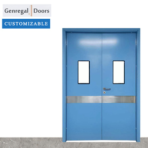 Portes doubles durables en acier pour le public <span class=keywords><strong>Porte</strong></span> d'entrée d'hôpital en acier plat en verre isolant style ouvert de balançoire pour l'intérieur de l'école - Product Image 1