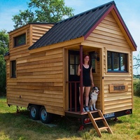 Maison préfabriquée moderne en bois, type tiny house, sur remorque, avec structure en acier, modèle 20 pieds, prix de vente