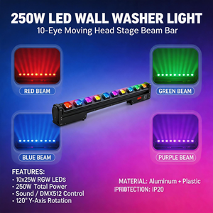 Barre de projecteur LED RGBW 10*25W avec contrôle individuel, faisceau dynamique oscillant, lumière de scène mobile pour discothèque, bar, KTV, performance - Product Image 6