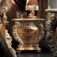 Mobilier de chambre à coucher européen de luxe Ensemble de lit rétro en bois massif sculpté King-Size Tissu de style palais français pour la maison et les hôtels