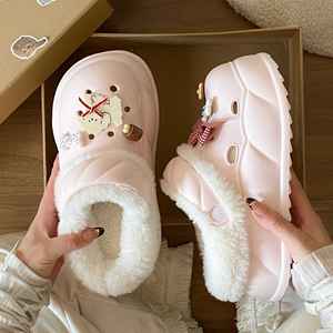 Fleece Toe Half-slipper for Women's Outerwear 2025 New Spring Autumn Winter Thick-<b>soled</b> Double-layer Wool Cotton Warm Outdoor - Product Image 2