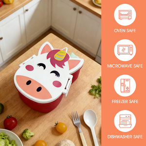 Boîte à lunch portable pour enfants Maisons, sans BPA, avec couvercle en PP, anti-fuite, multifonction, <span class=keywords><strong>bento</strong></span> avec conservation pour les repas scolaires - Product Image 4