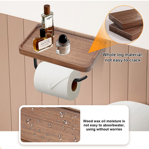 Оптовая продажа, новый дизайн, стеллаж для хранения салфеток, настенное крепление 2 в 1, рулон, держатель для деревянных бумажных полотенец - Product Image 2