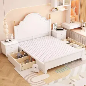 Nordic Style Bow tie shape Girl Room Pink Princess Bedroom bed furniture 1.2m /1.5m Wooden Children's Bed Modern Kids Bed