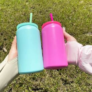 25 Pcs/case USA Warehouse 16oz Vacuum Insulated <b>Macaron</b> Stainless Steel Can Cups <b>Macaron</b> Metal Beer Can Tumbler With Lids - Product Image 5