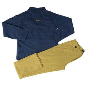 Ensemble de Vêtements pour Garçons en Gros Tissu de Coton de Qualité Chemise et Pantalon pour Enfants pour le Printemps et l'Été Motif Uni - Product Image 2