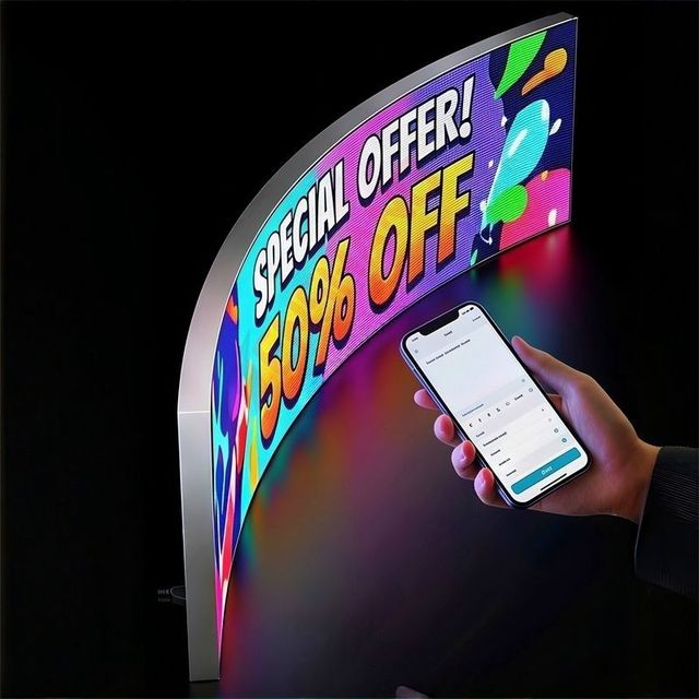 Indoor Flexible LED Strip Display APP Control Smart LED Advertising Screen Plug and Play for Shop Retail Store Mall Advertising