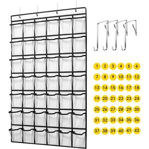 42 Pocket Clear Organizer Chart For Classroom <b>Phone</b> Storage <b>Wall</b> <b>Mount</b> With Hooks Rectangle Plastic Office Storage Solution - Product Image 1