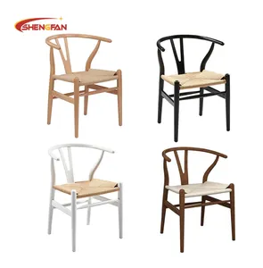 Düşük fiyat ahşap sandalye Yi geri Wishbone sandalye yemek odası Cafe restoran mobilya kül meşe masif ahşap sandalye