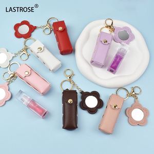 Hot Selling <b>Makeup</b> Lip Gloss <b>Holder</b> Key Chain Cute Mini PU Leather Lip Balm <b>Holder</b> Keychain Bag - Product Image 3