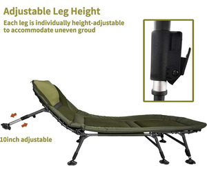 Lit de camping pour adultes, lit de camping pliable portable, hauteur réglable, design compact pliable, rangement et transport faciles pour les pique-niques - Product Image 2