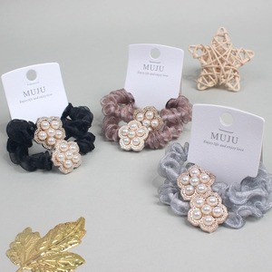 Moda ışık lüks inci çiçek saç halat 2-Piece kızlar ve kadınlar için saç aksesuarları kart saç bağları Set - Product Image 4