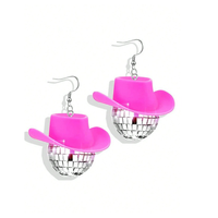 Boucles d'oreilles Disco Rose Effet Miroir pour Tenues Western Années 60 70, Fêtes Dansantes et Chapeaux de Cowboy
