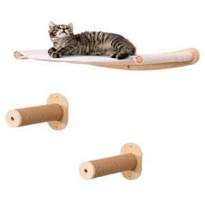 Estante de Escalada <span class=keywords><strong>para</strong></span> <span class=keywords><strong>Gatos</strong></span> Montado en la Pared, Set de Madera Maciza con Poste Rascador y Cama, Escalones <span class=keywords><strong>Flotantes</strong></span> <span class=keywords><strong>para</strong></span> <span class=keywords><strong>Gatos</strong></span>, Muebles de Pared DIY <span class=keywords><strong>para</strong></span> Mascotas - Product Image 5