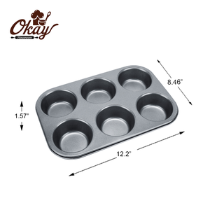 Molde <span class=keywords><strong>para</strong></span> Muffins de Acero al Carbono Antiadherente de 6 Tazas con 6 Moldes de Silicona Reutilizables, Juego de Utensilios <span class=keywords><strong>para</strong></span> Hornear Premium <span class=keywords><strong>para</strong></span> Cupcakes y Muffins - Product Image 6