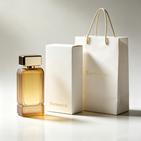 Flacons de parfum vides en verre ambré rectangulaires personnalisés, bouchon doré en forme de T, sac cadeau, boîte artisanale, flacons vaporisateurs de parfum