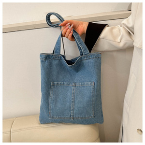 Bolso Tote Vaquero Vintage al por Mayor para Mujer, Bolso de Mano con Múltiples Bolsillos, Estilo Preppy para Chicas Jóvenes - Product Image 5