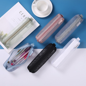 Mesh Fabric Pencil <b>Bag</b> Large Zipper Closure Transparent <b>School</b> Office Use - Product Image 4