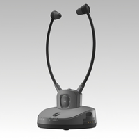 Casque TV numérique sans fil 2,4 GHz supra-auriculaire à ajustement personnalisé pour seniors, Plug & Play, portée 30 m, station d'accueil, charge de deux batteries, 13 mm