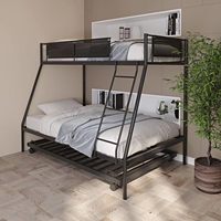 Lits superposés métalliques double étage de haute qualité, noirs, avec rangement, modernes, Xiamen, taille double sur grand lit, pour chambre à coucher, OEM, MOQ 200