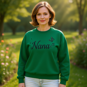 <span class=keywords><strong>Felpa</strong></span> Verde da Donna <span class=keywords><strong>con</strong></span> Design a <span class=keywords><strong>Farfalla</strong></span> in Stile Nana Cursivo, Manica Lunga in Maglia, Casual per l'Autunno, 100% Poliestere, Collo Tondo - Product Image 2