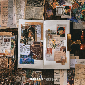 200 pièces Perpack esthétique <span class=keywords><strong>Vintage</strong></span> Scrapbook fournitures rétro papier autocollants indésirable Journal planificateurs artisanat Kits pour vinyle autocollant - Product Image 4