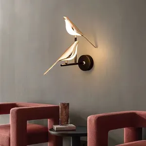 Modern Nordic Wall Bird Lamp Restaurant Personality Glass Chandelier Lamp For Living Room Bedroom Hotel Wall Sconce