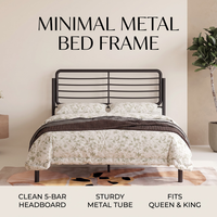 Cadre de lit en fer contemporain à profil bas, tête de lit simple uniquement, lit en métal pour appartement, chambre d'amis, plusieurs tailles disponibles