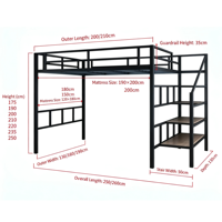 Lit superposé en métal robuste et durable avec escalier de rangement pour tous les âges