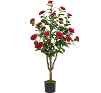 Plante artificielle de style zen, arbre de camélia, toucher réaliste, feuilles vertes matcha, pot, faible entretien, bureau à domicile, bonsaï, UV