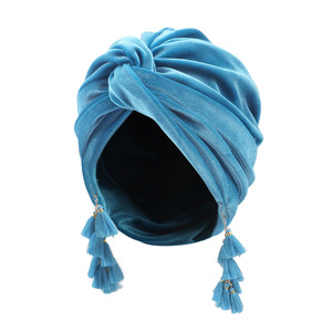 Turbante Arrugado de Color Sólido, Sombreros Hijab, Envolturas <span class=keywords><strong>PARA</strong></span> LA Cabeza con Borlas, Sombreros Elásticos Musulmanes, Gorro Transpirable de <span class=keywords><strong>Quimioterapia</strong></span> <span class=keywords><strong>para</strong></span> Mujer, Gorro de Terciopelo - Product Image 5