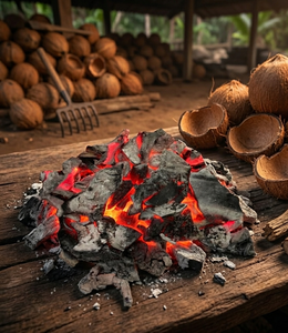 Carbón de cáscara de coco con estructura densa, alto valor calorífico y mínima ceniza, ideal para energía limpia y producción de briquetas. - Product Image 4