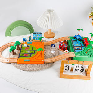 Ensemble de jouets en bois Montessori pour enfants, scène de pompier unisexe, éducatif, avec boîte de rangement pour rails de <span class=keywords><strong>train</strong></span> <span class=keywords><strong>Thomas</strong></span>, <span class=keywords><strong>train</strong></span> en bois - Product Image 2