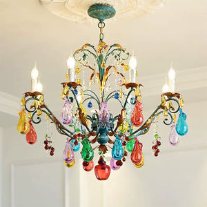 צרפתי נברשת איטלקית אמנות ציורי קיר זכוכית יוקרה יוקרה רטרו נר נברשת הבית משרד גדול גביש סלון גדול - Product Image 1