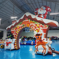 Arche de Noël gonflable pour extérieur, décorations de Noël avec Père Noël et bonhomme de neige