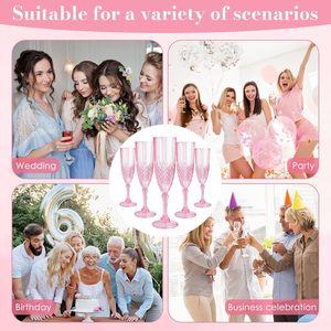 Flûtes à champagne en plastique transparent jetables sans BPA de 6 oz avec motif diamant pour fêtes, mariages, Noël, fabriquées au Vietnam - Product Image 2
