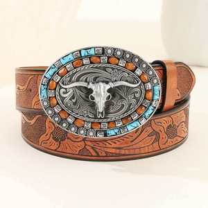 <span class=keywords><strong>Ceinture</strong></span> en cuir PU style Cowboy Punk Vintage Rétro Western Denim avec <span class=keywords><strong>grande</strong></span> plaque sculptée et boucle en alliage, largeur 3,8 cm, longueur 120 cm - Vente Flash - Product Image 2