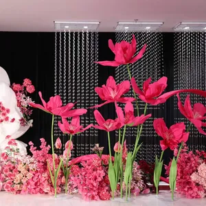 Xx027 Gigantische Bloemen Kunstmatig Middelpunt Bloemen Bruiloft Podium Achtergronddecoratie Rode Kleur Decor Sets Fabriek Direct
