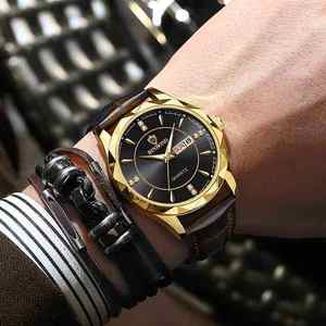 Montre à quartz en acier inoxydable Binbond 5552 B5552 avec logo OEM, bracelet en cuir, pour femmes et hommes, calendrier, aiguilles lumineuses, étanche - Product Image 6