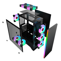 Dernier boîtier PC de jeu cool M-ATX/ITX boîtier d'ordinateur de bureau, vue panoramique sur la mer tours de salle boîtier de jeu en verre double face