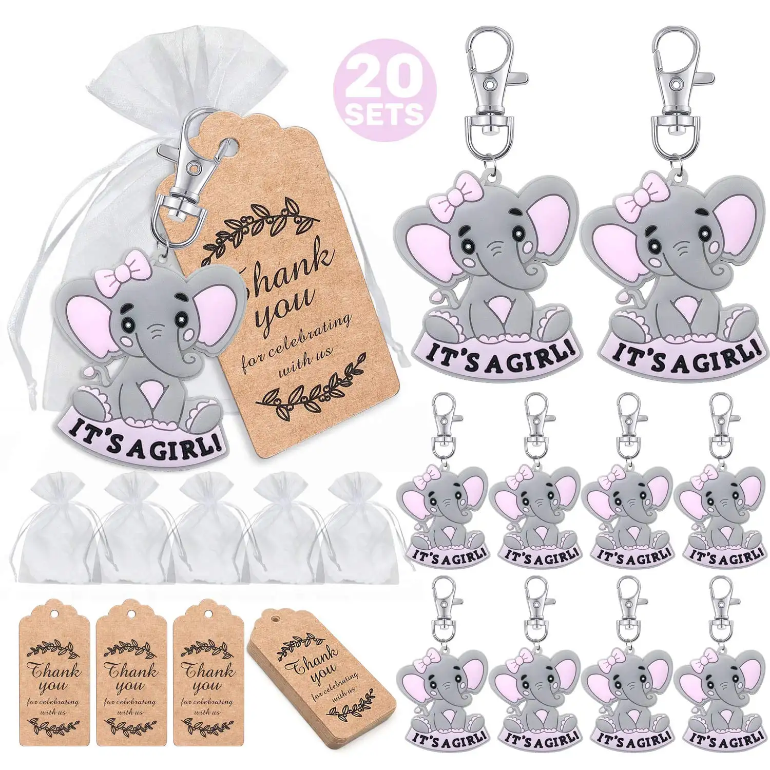 Customize Blue Baby Elephant Keychains Pendant for Elephant Theme Party Favors Baby Shower Return Party Favors Party