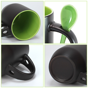 <span class=keywords><strong>Tazas</strong></span> Negras de Sublimación de 11 oz, Taza de Cerámica Mágica <span class=keywords><strong>con</strong></span> Interior de Color Cambiante <span class=keywords><strong>con</strong></span> <span class=keywords><strong>Cuchara</strong></span> para Impresión por Calor, Regalo DIY - Product Image 5