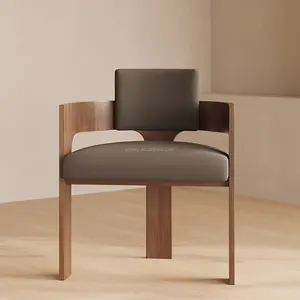 FERLY privato personalizzato moderno grigio sedia da pranzo in tessuto di seta tessuti di rivestimento in legno massello poltrone per la sala da pranzo