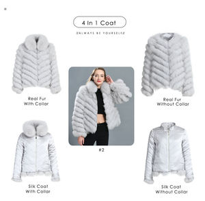 Jxwatcher Giacca Invernale in Vera Pelliccia di Volpe, <span class=keywords><strong>Cardigan</strong></span> a Maniche Lunghe, Fodera in Seta 100% Liscia, Reversibile, Cappotto in Pelliccia Naturale per Donne - Product Image 3