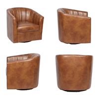 Fauteuil pivotant moderne en tissu PU CARLFORD pour chambre à coucher, salon, fauteuil d'appoint pour hôtel, mobilier de loisirs