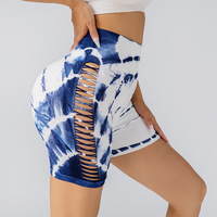 Short de yoga et fitness Aoyema sans couture, taille haute, effet ventre plat et rehausseur de fessiers, ultra doux, tie-dye, ajouré