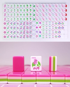 En Stock: Juego de Fichas de Mahjong Americanas de Lujo, Modernas, Ecológicas, Portátiles, de Acrílico Grabado de 4 Capas, Duraderas, Modelo Red Rose 160 - Product Image 3