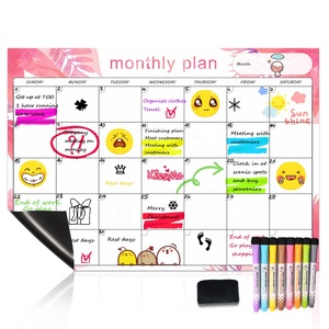 Ensemble tableau blanc taille personnalisée PET effaçable à sec calendrier mensuel magnétique planificateur pour cuisine réfrigérateur approvisionnement direct d'usine - Product Image 3