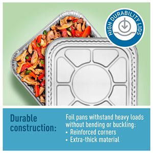 1200ml Square Disposable Eco Friendly Food Packaging <strong>Aluminum</strong> <strong>Containers</strong> with PP Plastic Lid for Catering Use - Product Image 4